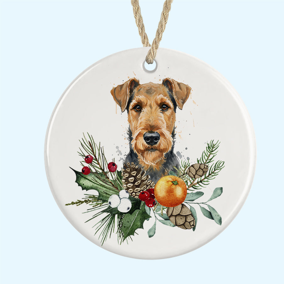 Airedale Terrier Tree Ornament Ceramic Decoration