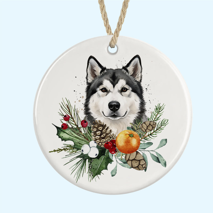 Alaskan Malamute Tree Ornament Ceramic Decoration