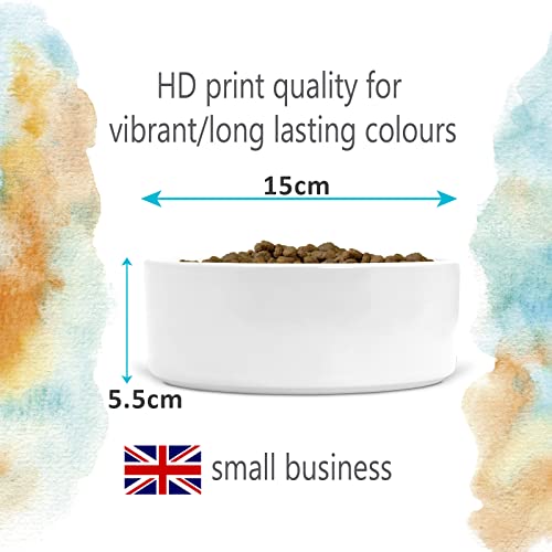 Personalised Ceramic Dog Bowl Small-Medium with 2 Paws (Black Print)