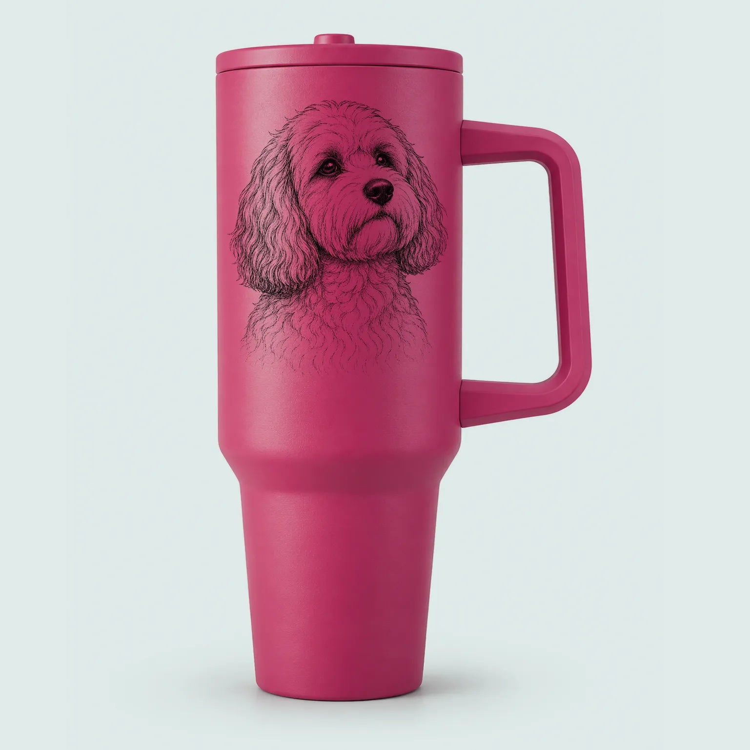 Cockapoo Illustration 40oz Insulated Tumbler Hot Pink