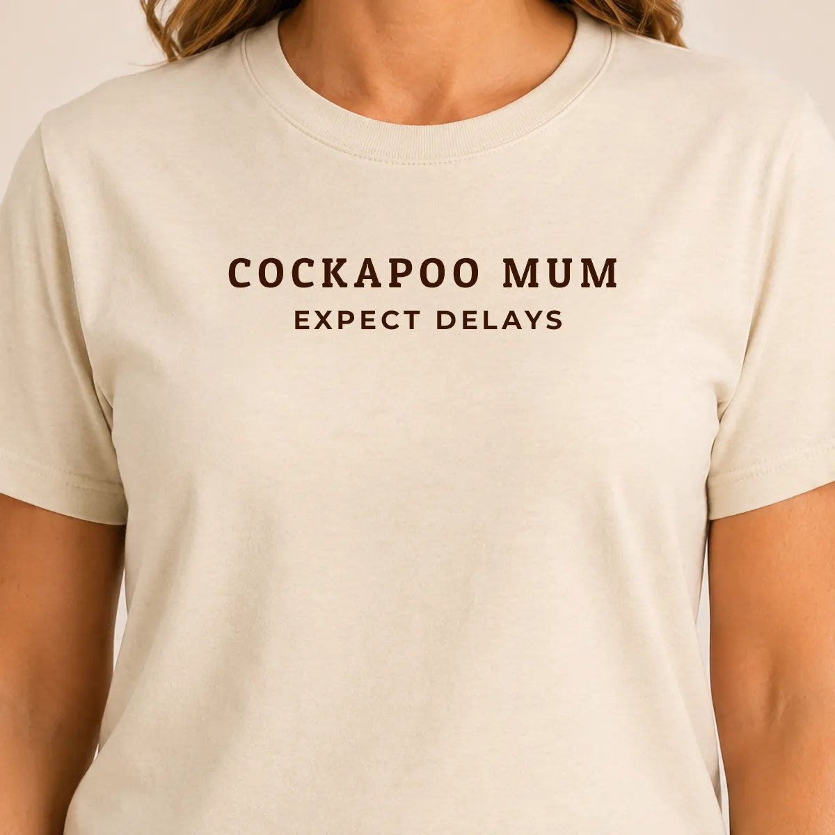 Cockapoo Mum Expect Delays Tshirt Natural Chocolate Brown Print Quality