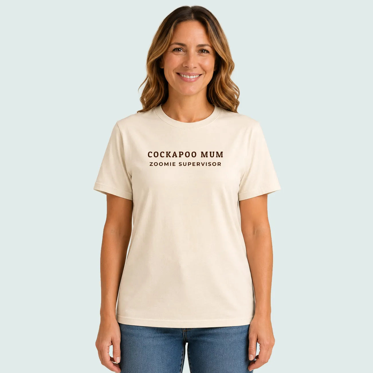 Cockapoo Mum Zoomie Supervisor Tshirt Natural Chocolate Brown