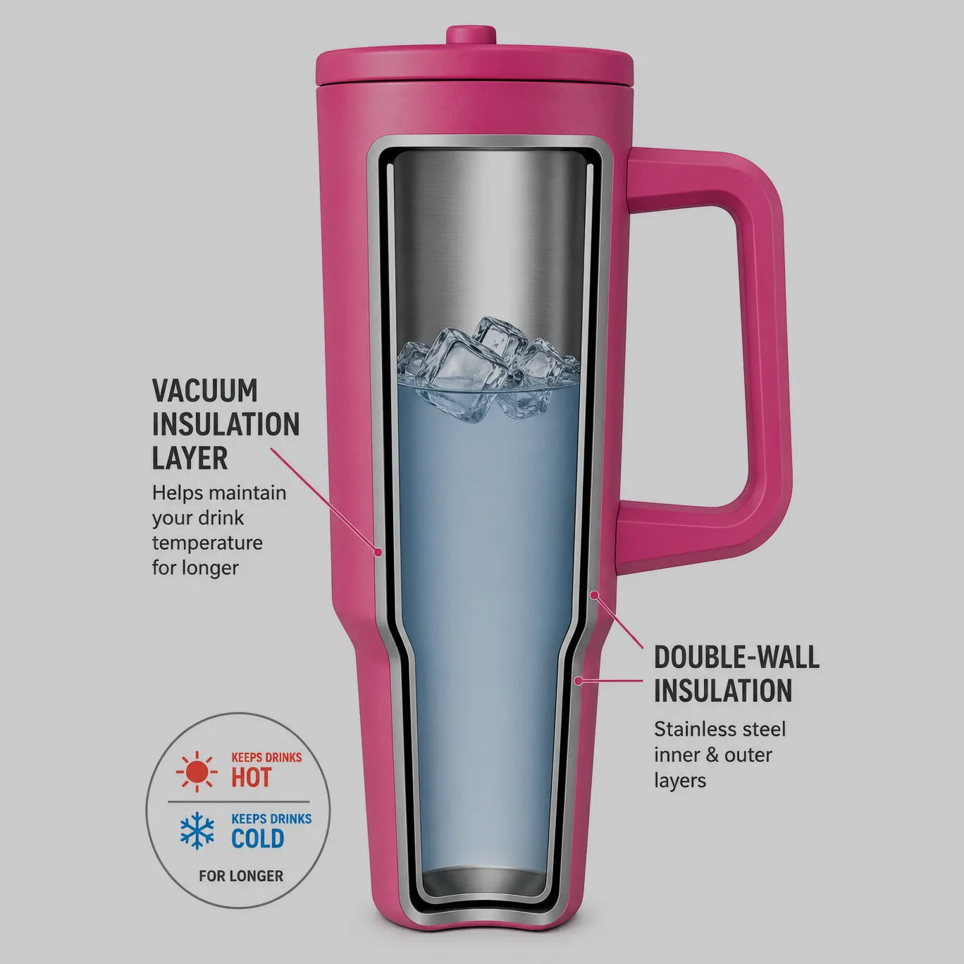 Cockapoo Mum Life 40oz Insulated Tumbler Hot Pink Double Wall Insulation
