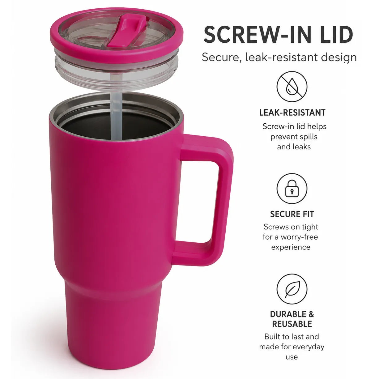 Cockapoo Illustration 40oz Insulated Tumbler Hot Pink Screw In Lid