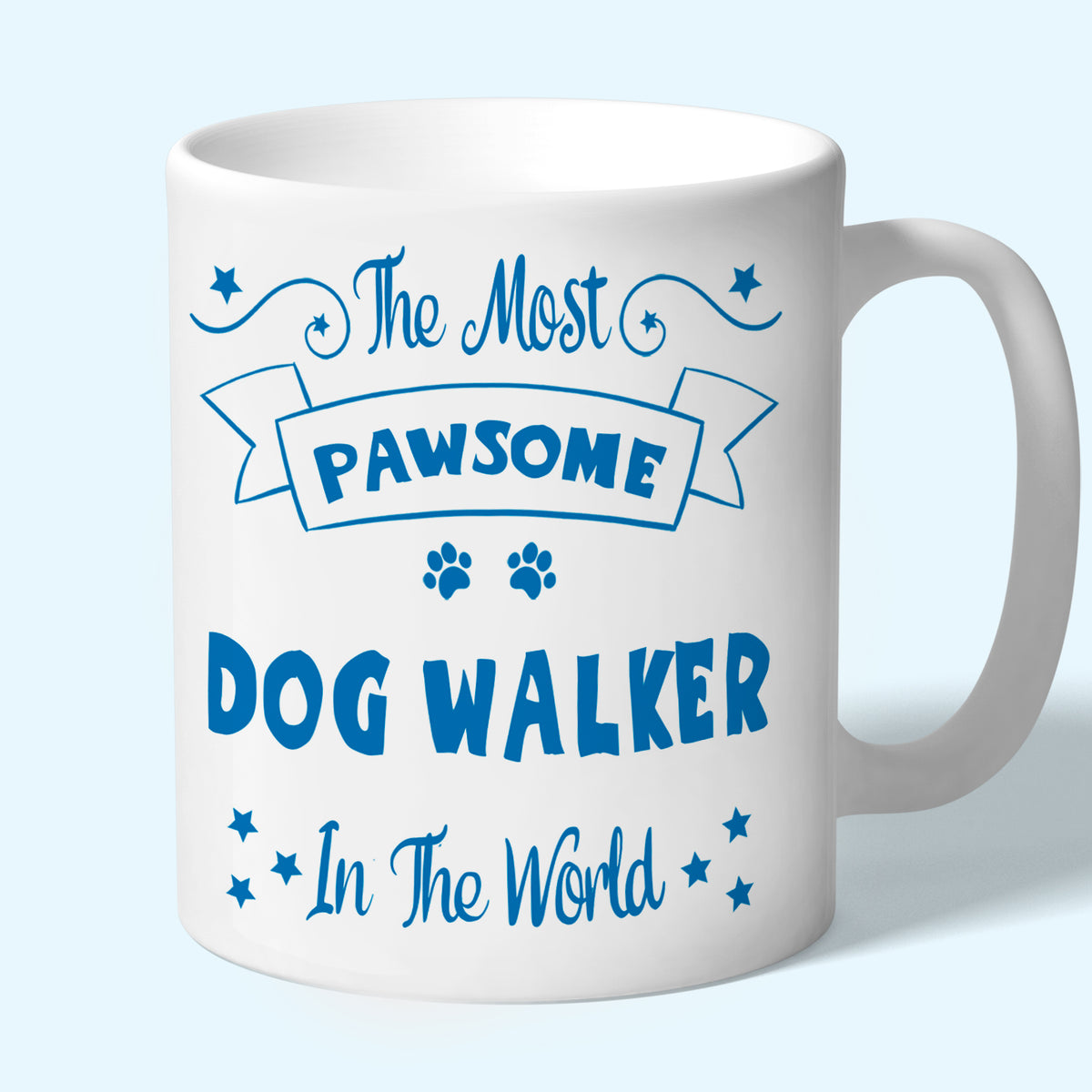 Dog Walker Mug, Pawsome Gifts Blue