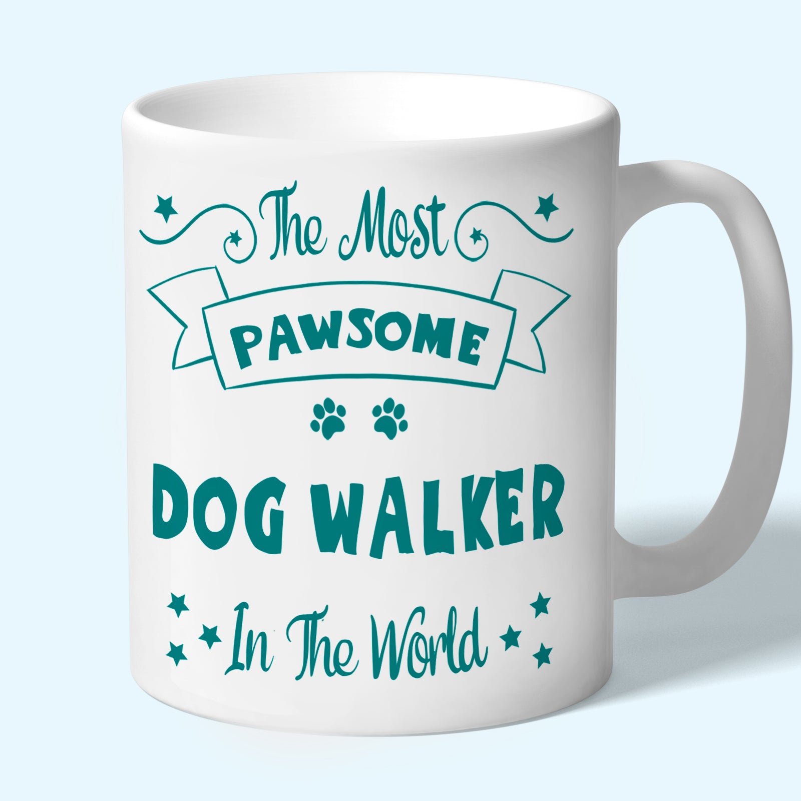 Dog Walker Mug, Pawsome Gifts Teal