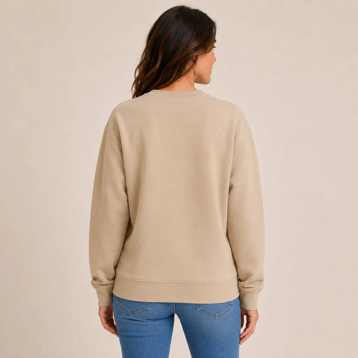 Happiness Looks Like Cockapoo Zoomies Sweatshirt Desert Sand Chocolate Brown Back View