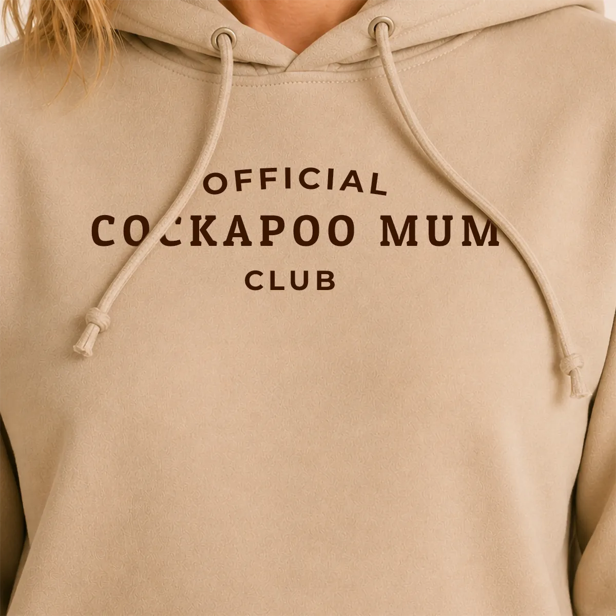Official Cockapoo Mum Club Hoodie Desert Sand Chocolate Brown Print Quality