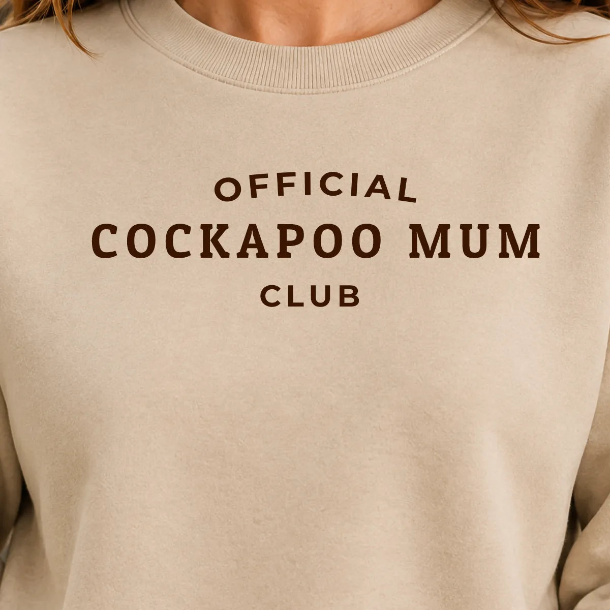Official Cockapoo Mum Club Sweatshirt Desert Sand Chocolate Brown Print Quality