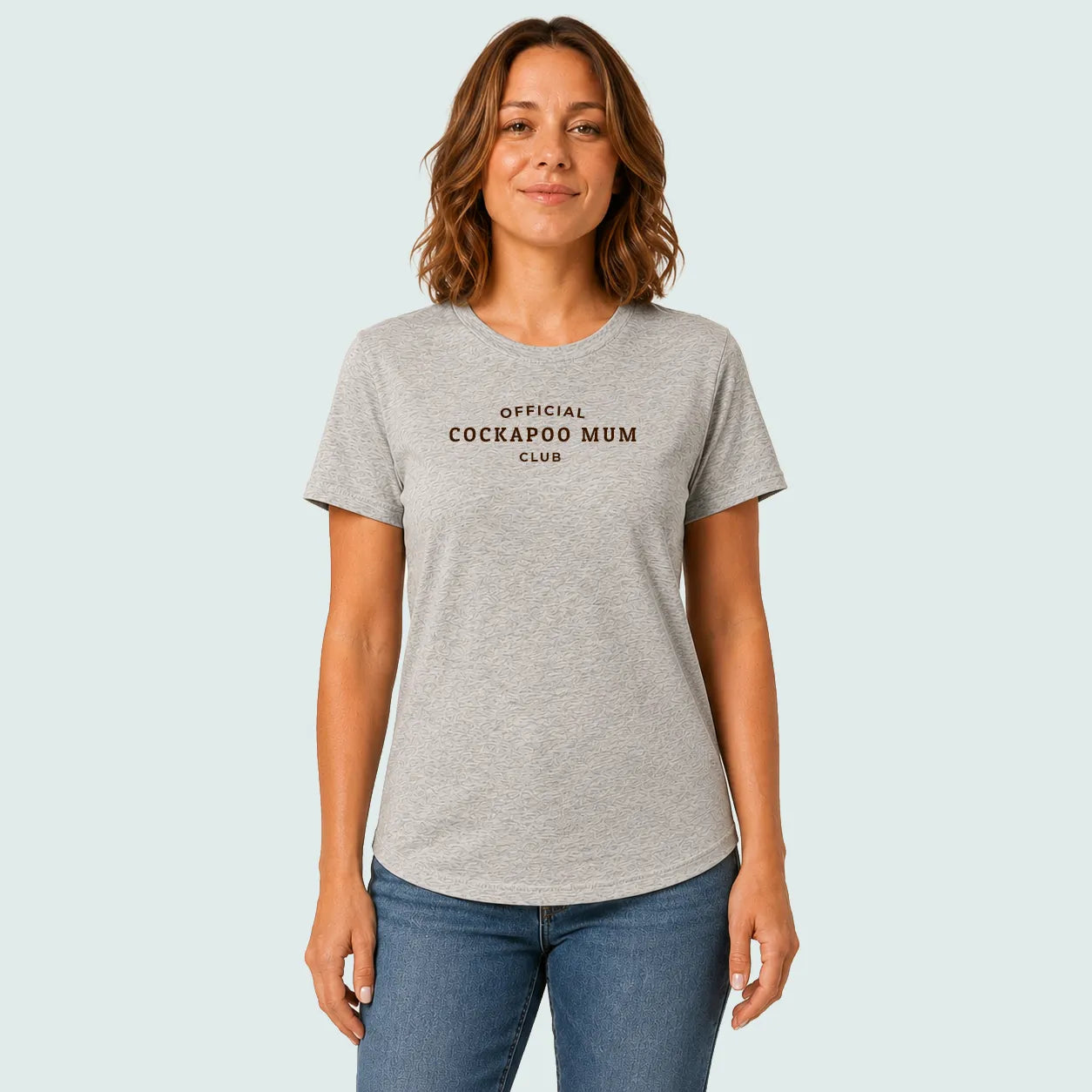 Official Cockapoo Mum Club Tshirt Heather Grey Chocolate Brown