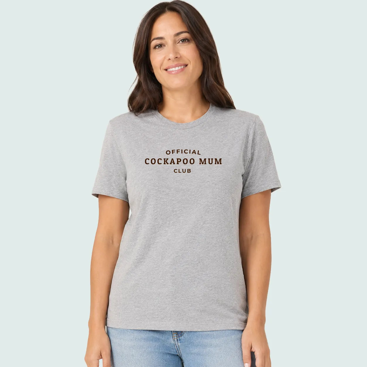 Official Cockapoo Mum Club Tshirt Heather Grey Chocolate Brown