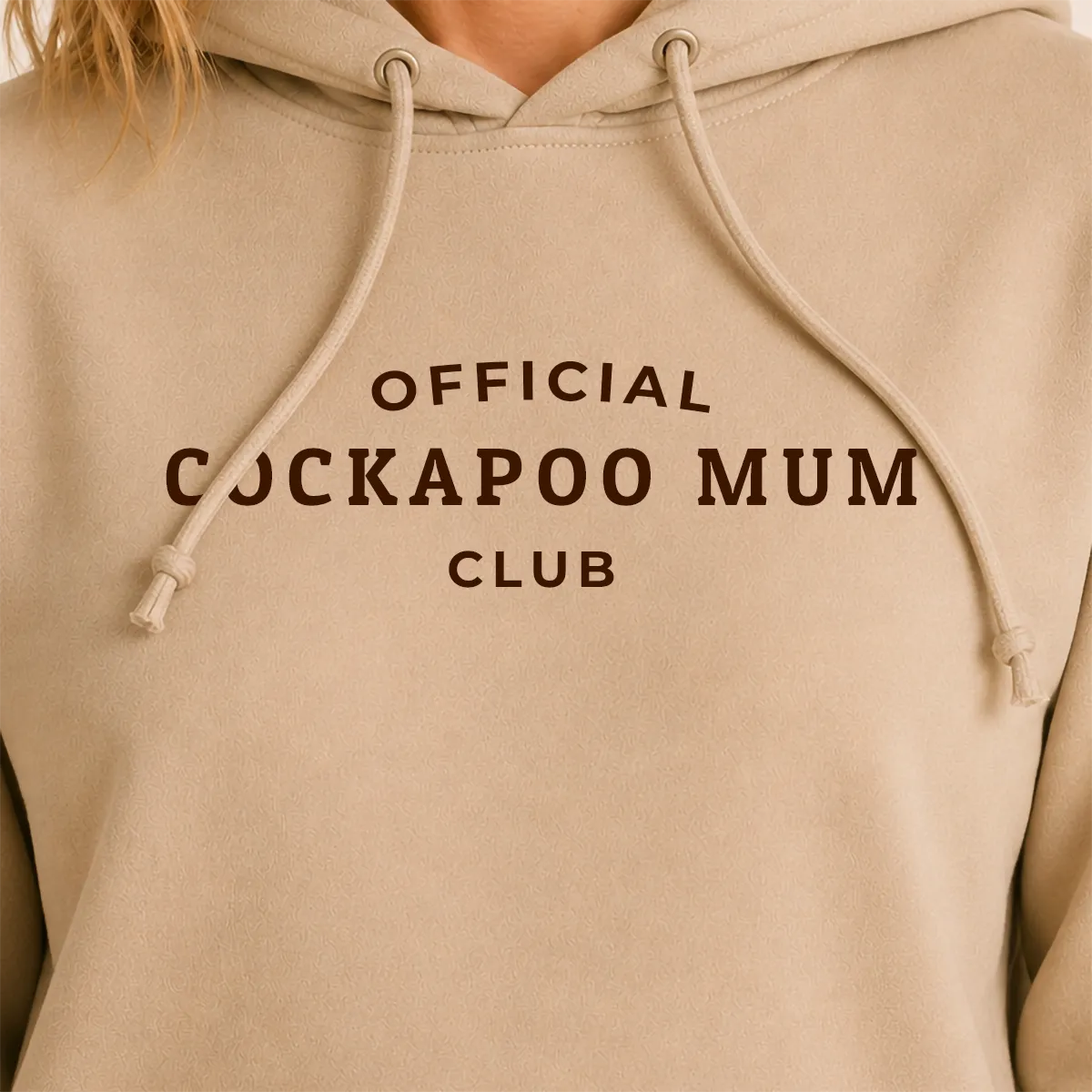 Official Cockapoo Mum Club Hoodie Desert Sand Chocolate Brown Print Quality