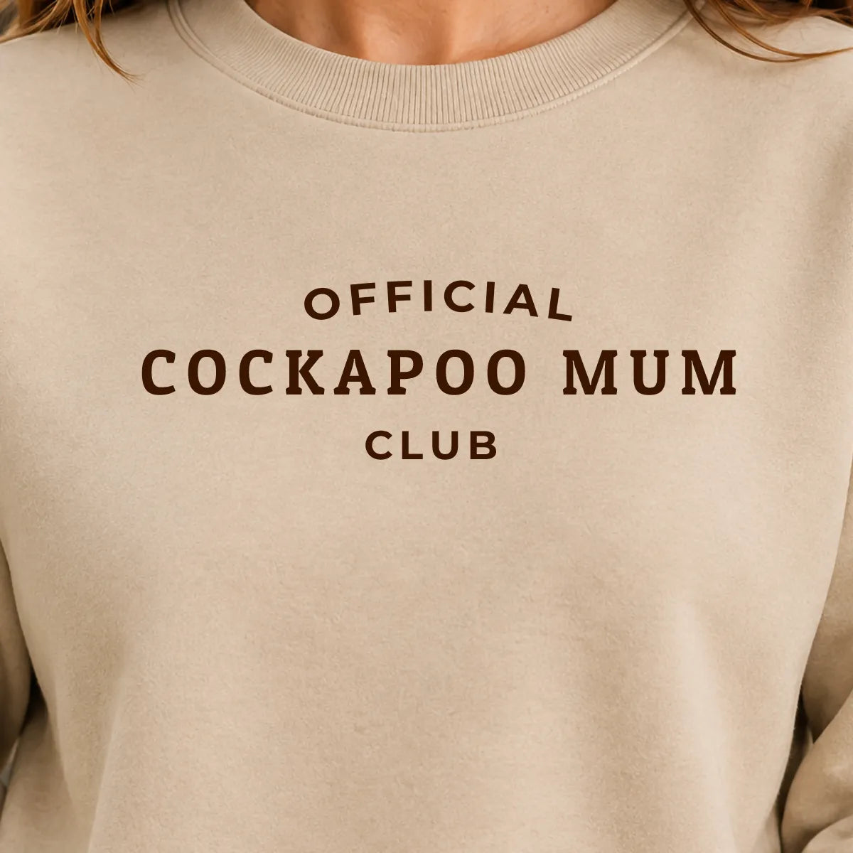 Official Cockapoo Mum Club Sweatshirt Desert Sand Chocolate Brown Print Quality