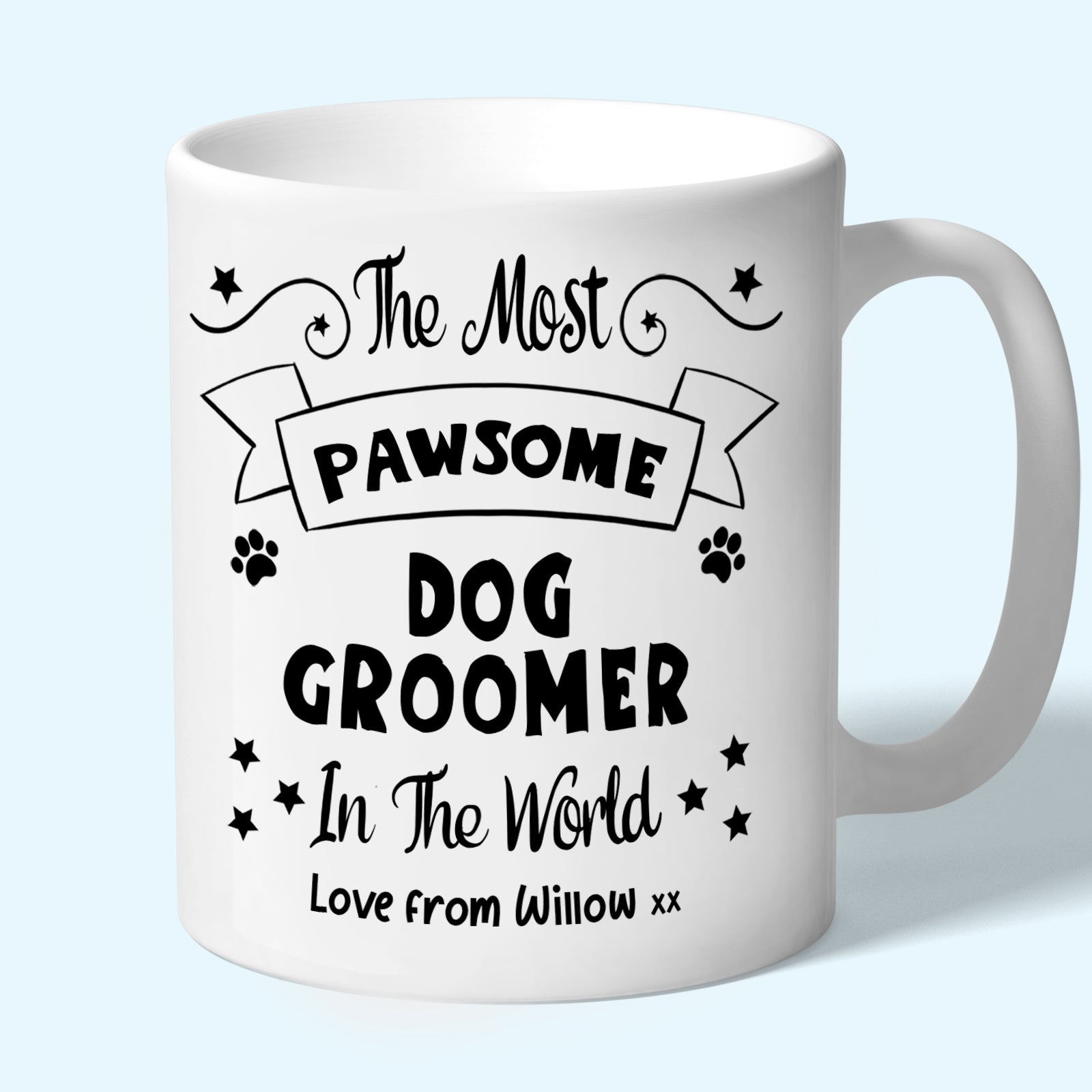 Personalised Dog Groomer Mug, Pawsome Gifts Black