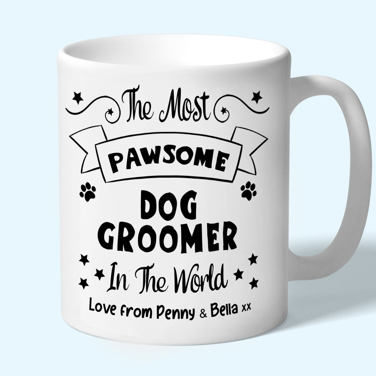Personalised Dog Groomer Mug, Pawsome Gifts Black