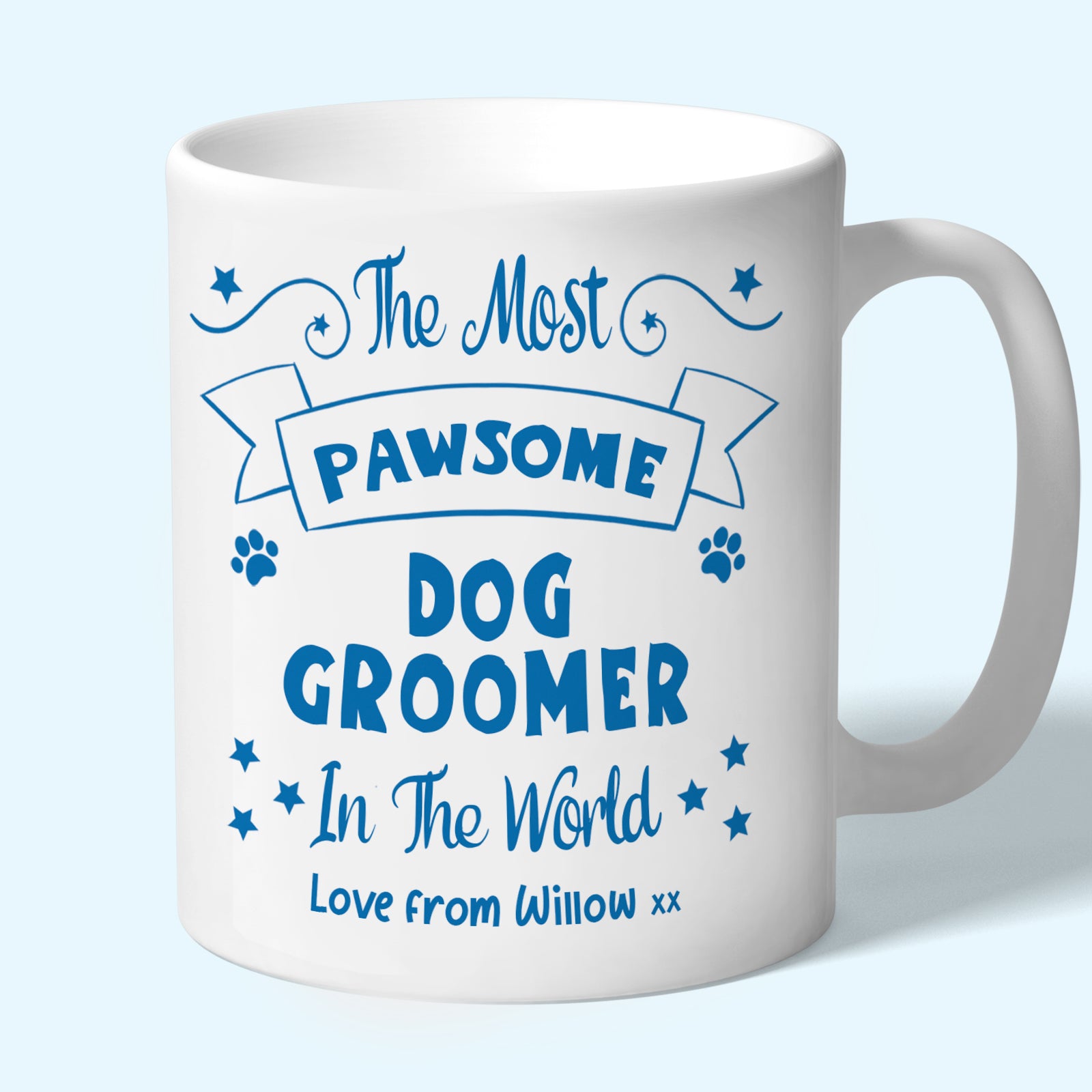 Personalised Dog Groomer Mug, Pawsome Gifts Blue