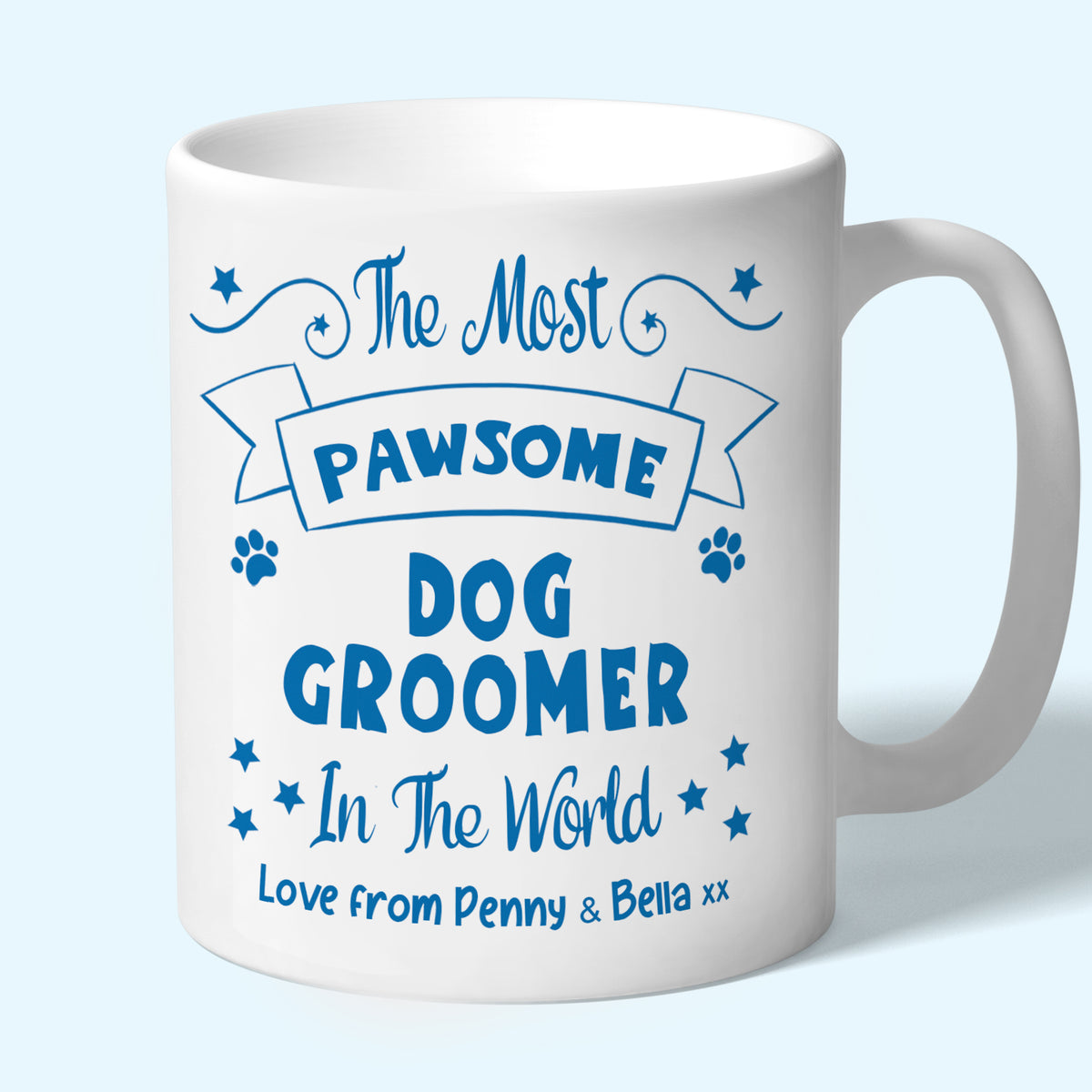 Personalised Dog Groomer Mug, Pawsome Gifts Blue