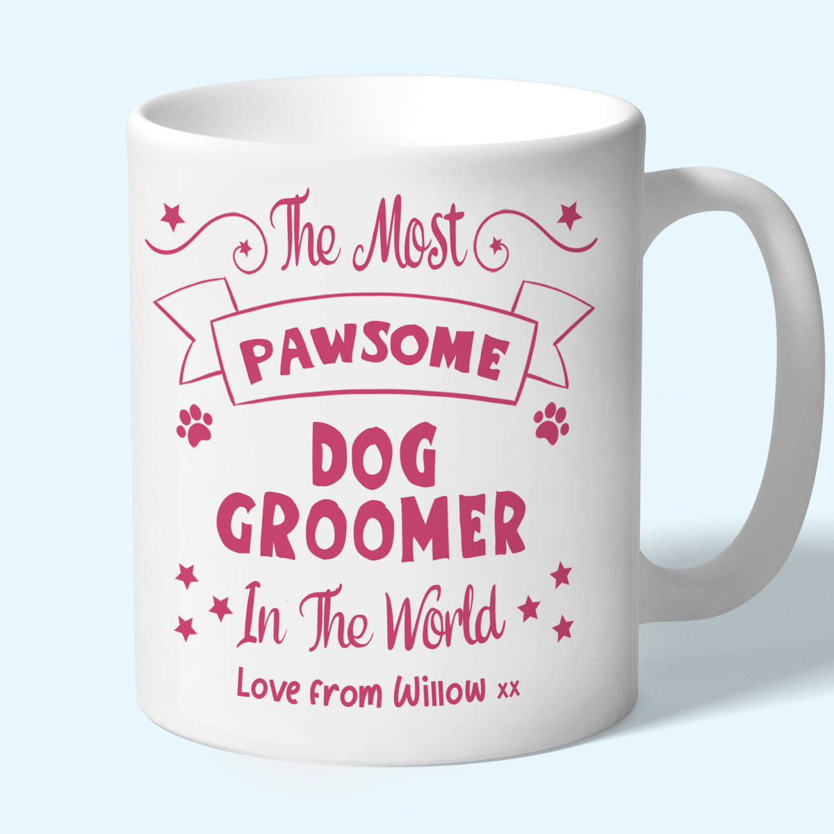 Personalised Dog Groomer Mug, Pawsome Gifts Raspberry