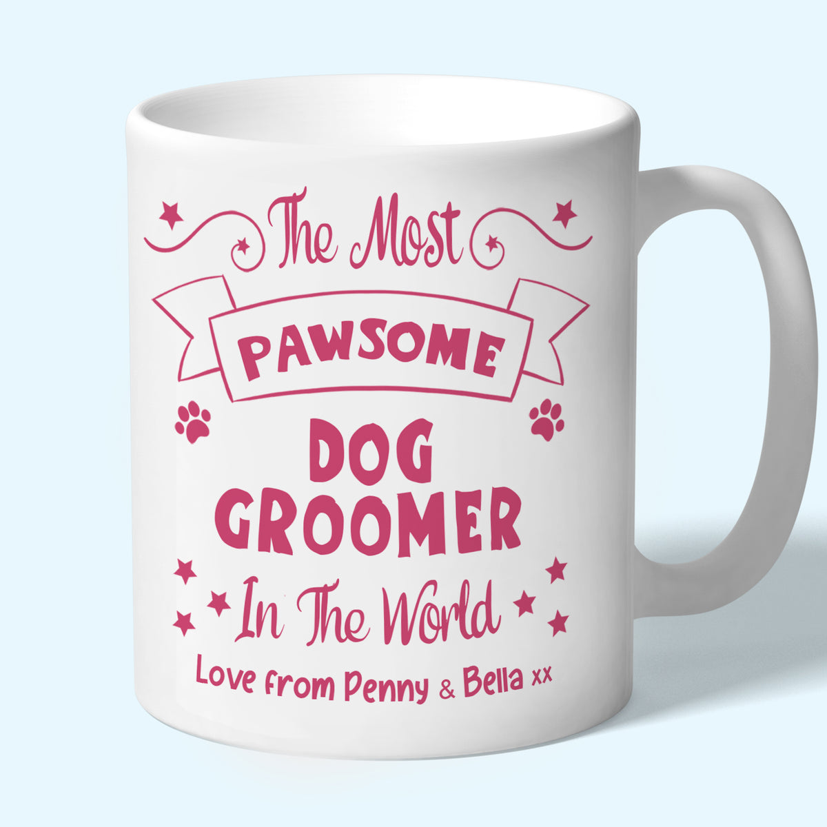 Personalised Dog Groomer Mug, Pawsome Gifts Raspberry