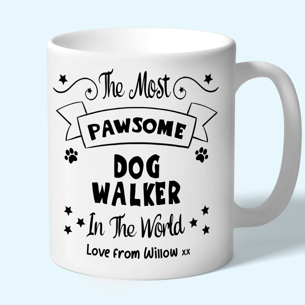 Personalised Dog Walker Mug, Pawsome Gifts Black
