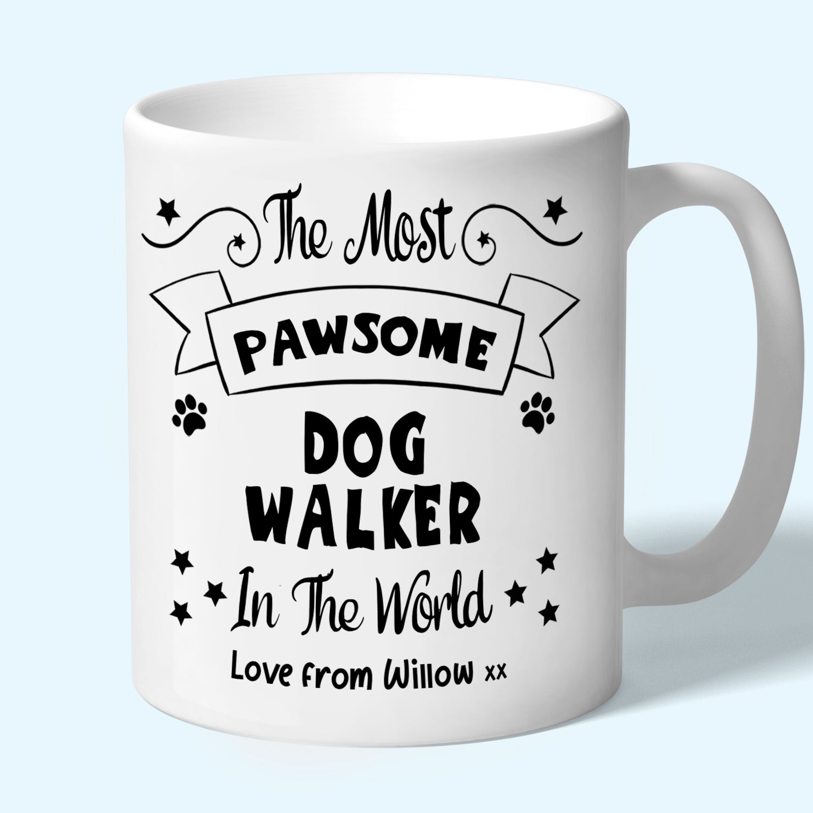 Personalised Dog Walker Mug, Pawsome Gifts Black
