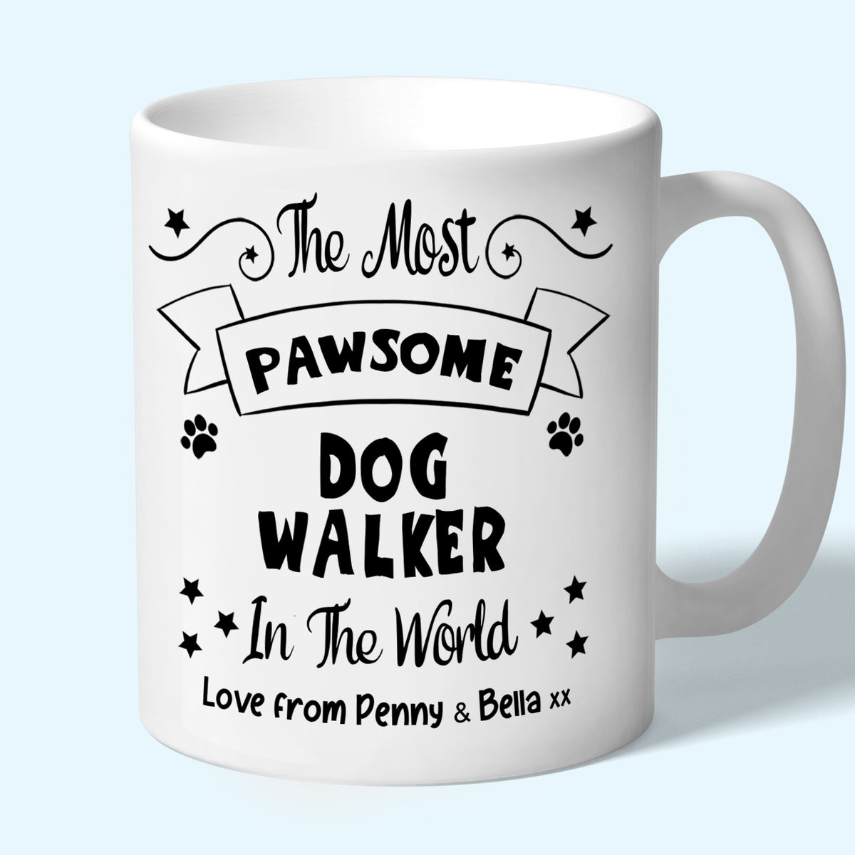 Personalised Dog Walker Mug, Pawsome Gifts Black