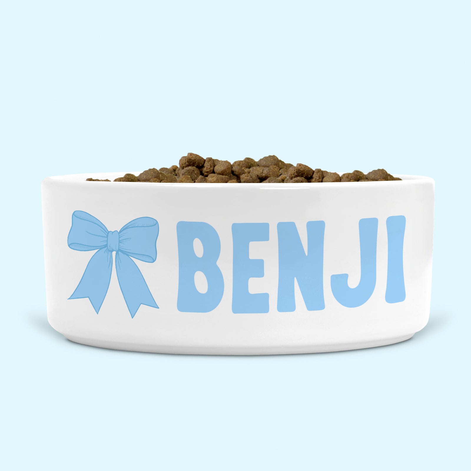 Personalised Dog Bowl Blue Bow