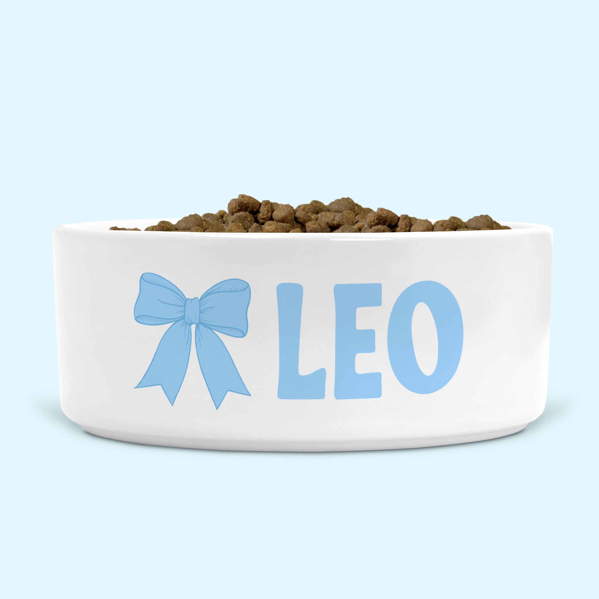 Personalised Dog Bowl Blue Bow