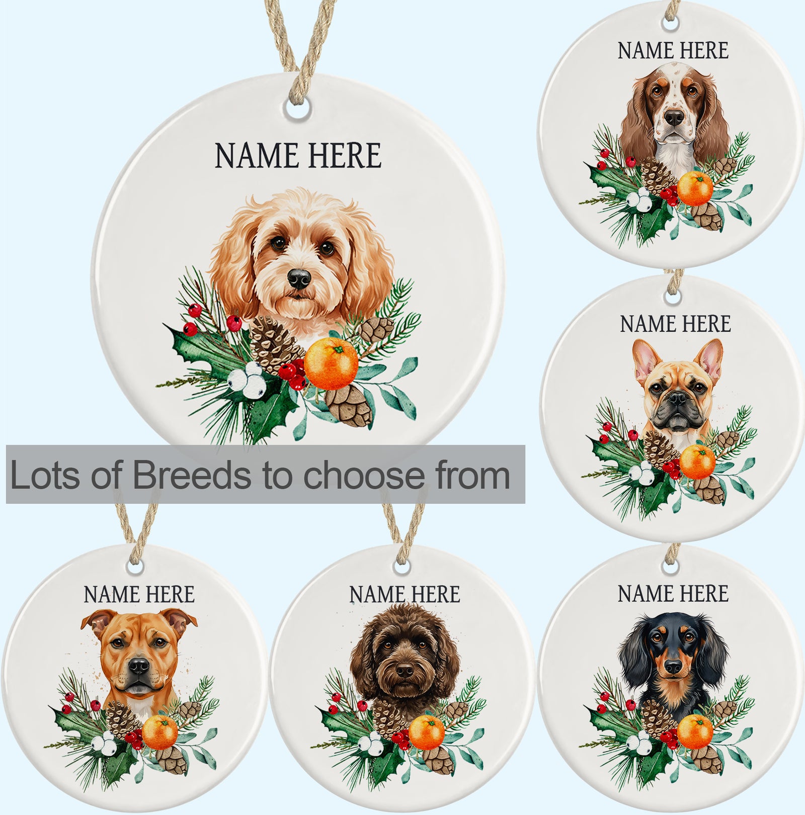 Personalised Dog Ceramic Christmas Tree Ornament Decoration