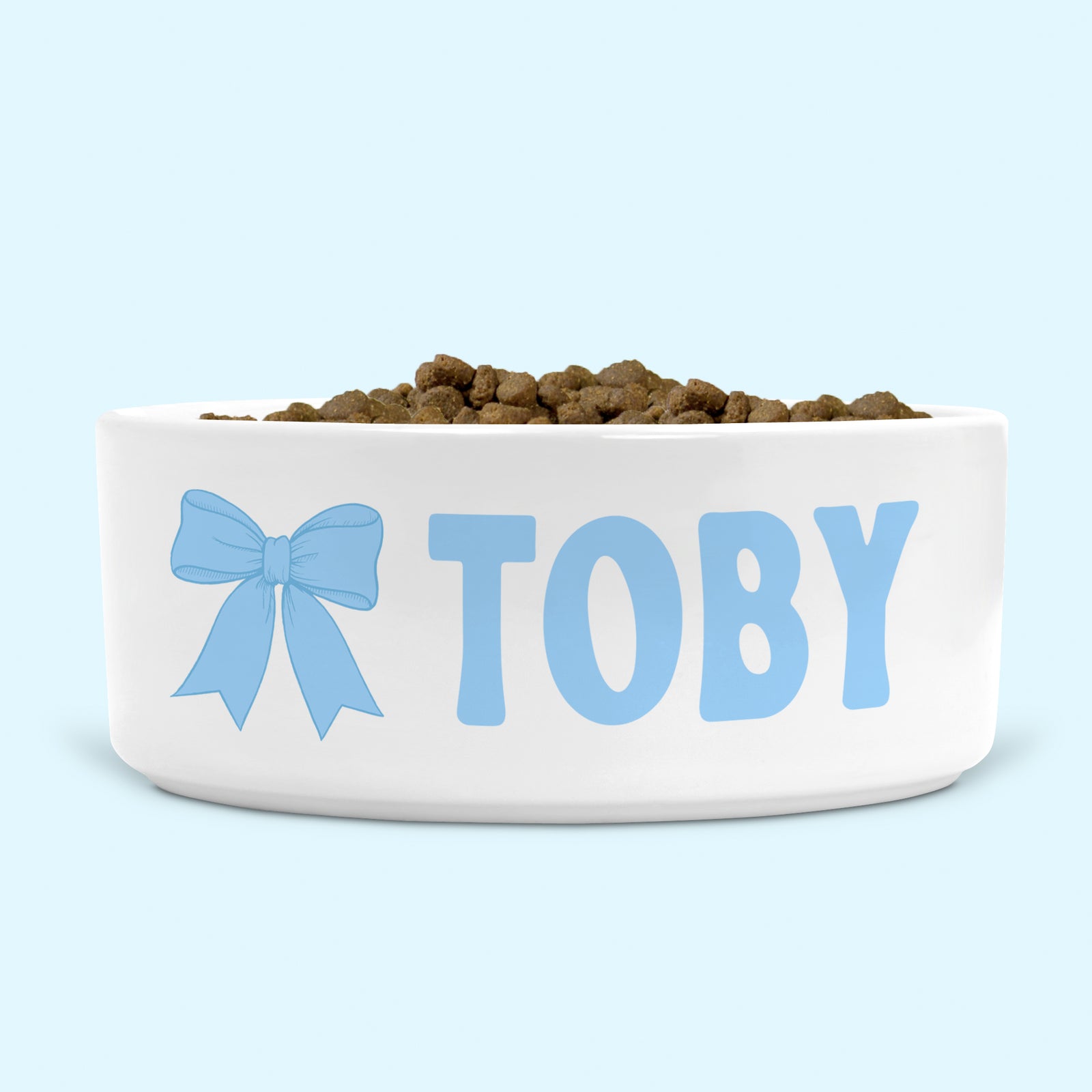 Personalised Dog Bowl Blue Bow