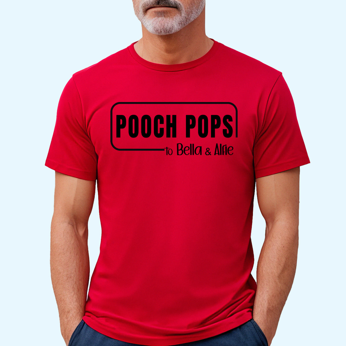 Pooch Pops T-Shirt Personalised with Dogs Names Red