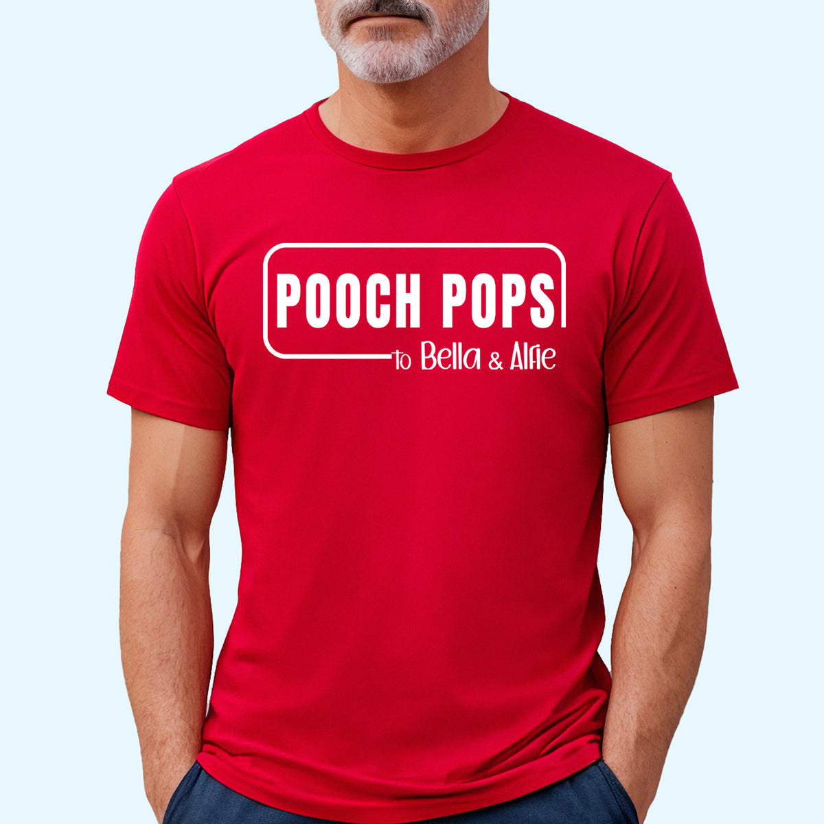 Pooch Pops T-Shirt Personalised with Dogs Names Red