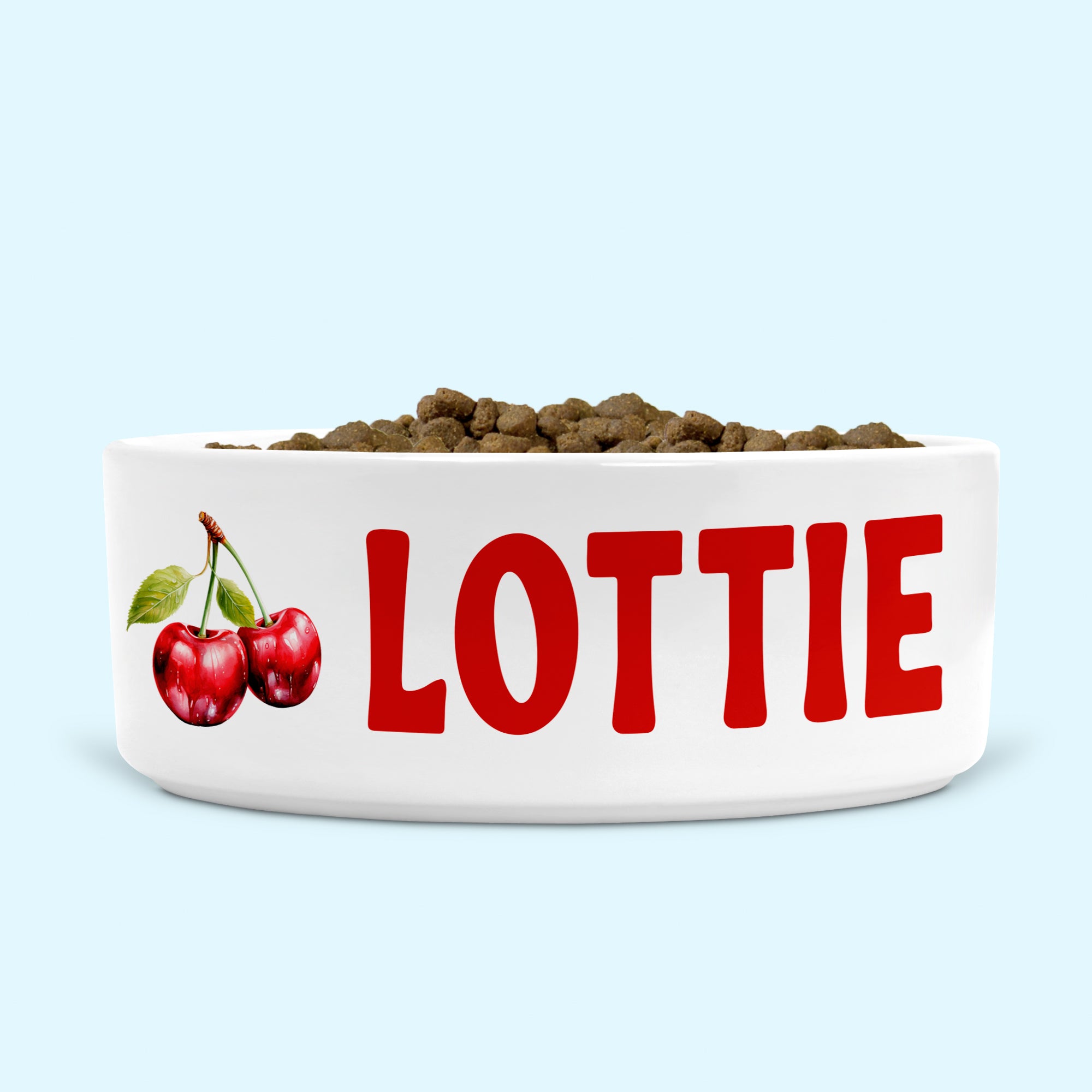 Personalised Ceramic Dog Bowl with Cherries Small-Medium