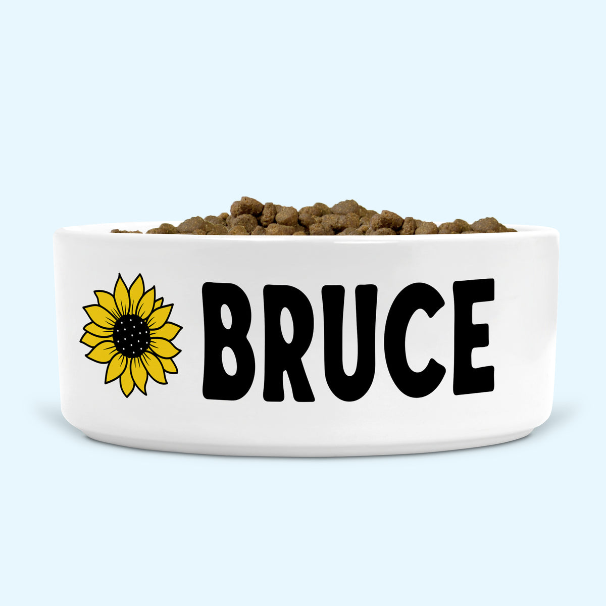 Personalised Ceramic Dog Bowl with Sunflower Medium-Large