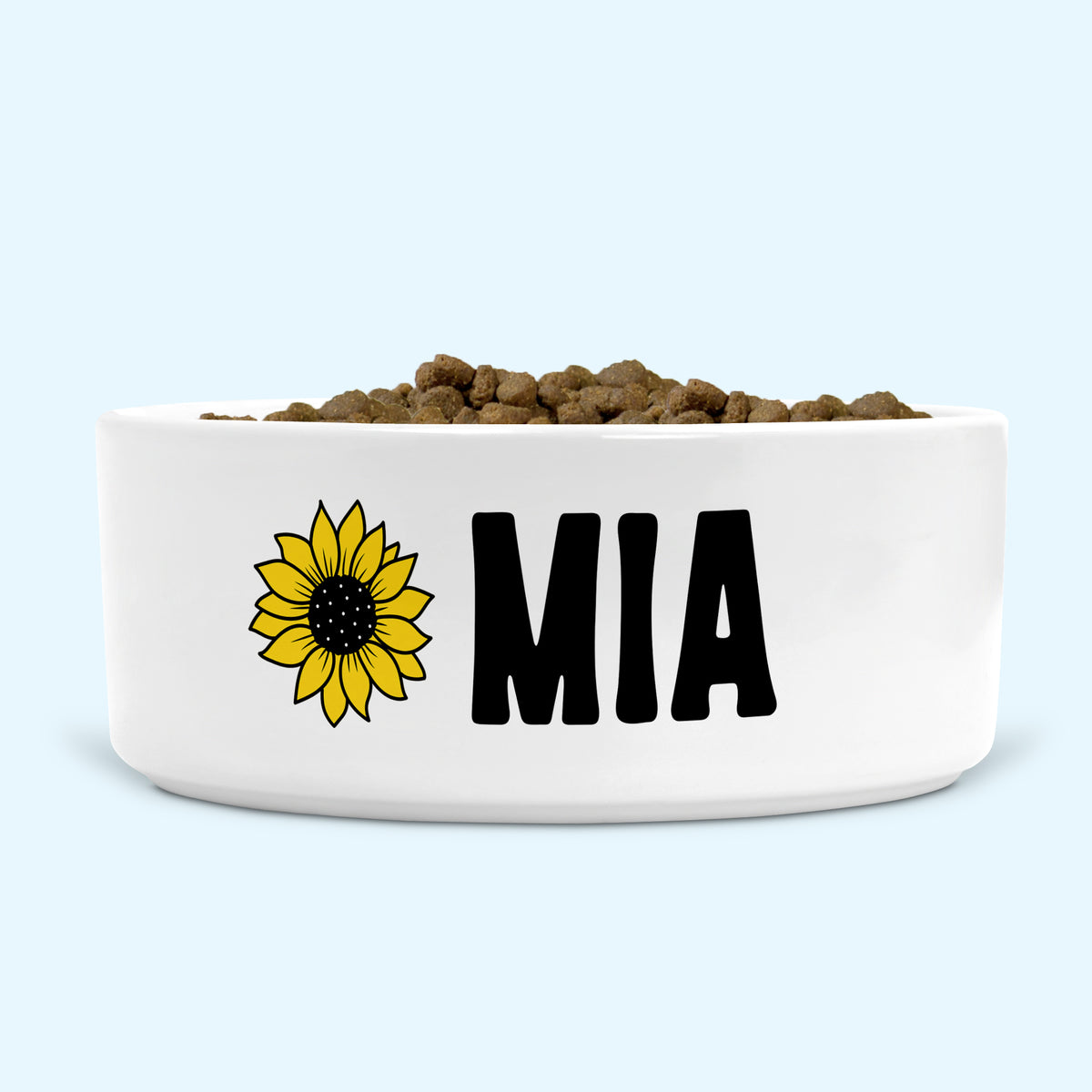 Personalised Ceramic Dog Bowl with Sunflower Medium-Large