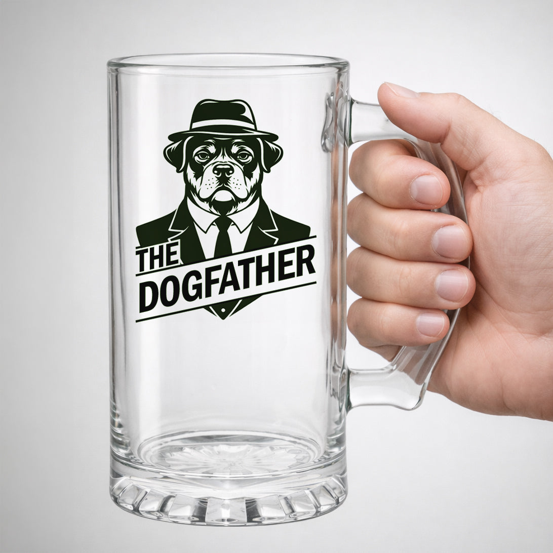 The Dogfather beer glass gift Hand Holding
