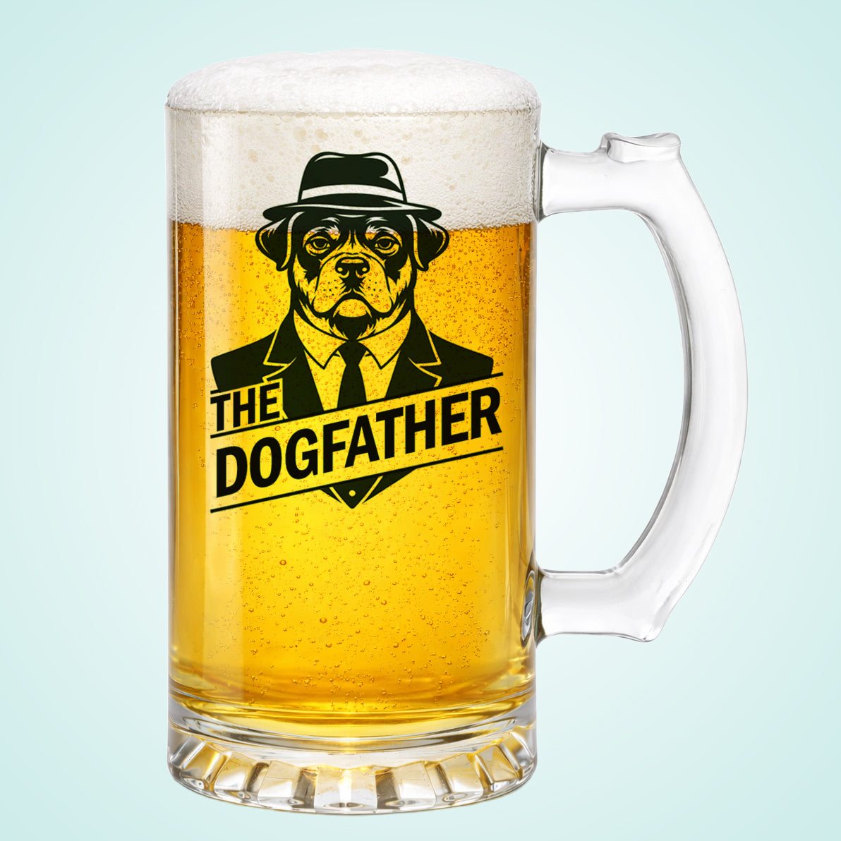 The Dogfather beer glass gift with beer