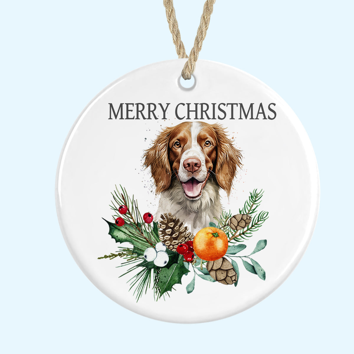 Welsh Springer Spaniel Merry Christmas Tree Ornament Ceramic Decoration