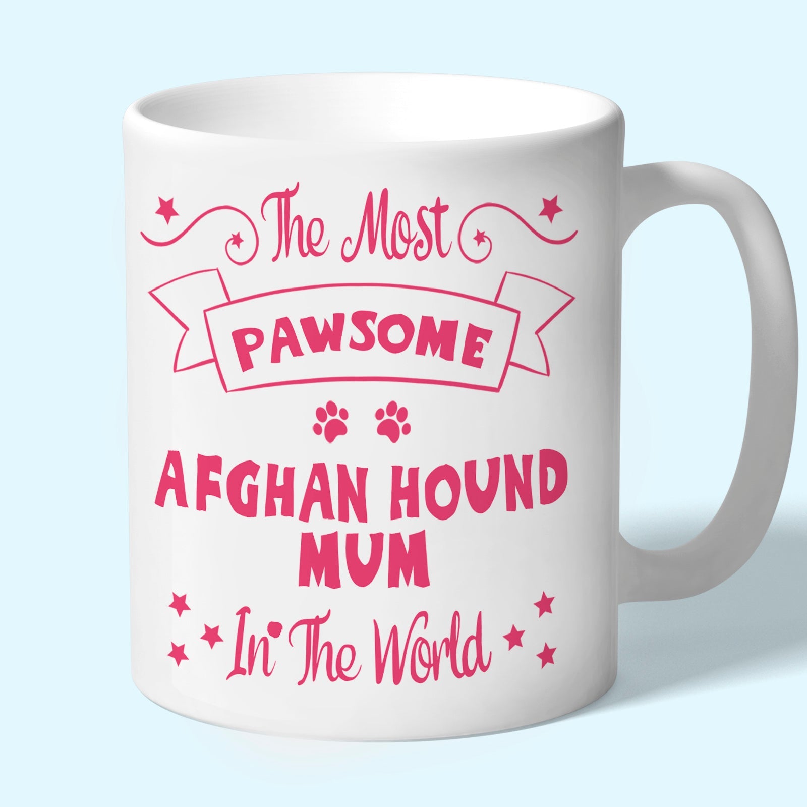 The Most Pawsome Afghan Hound mum mug in black design