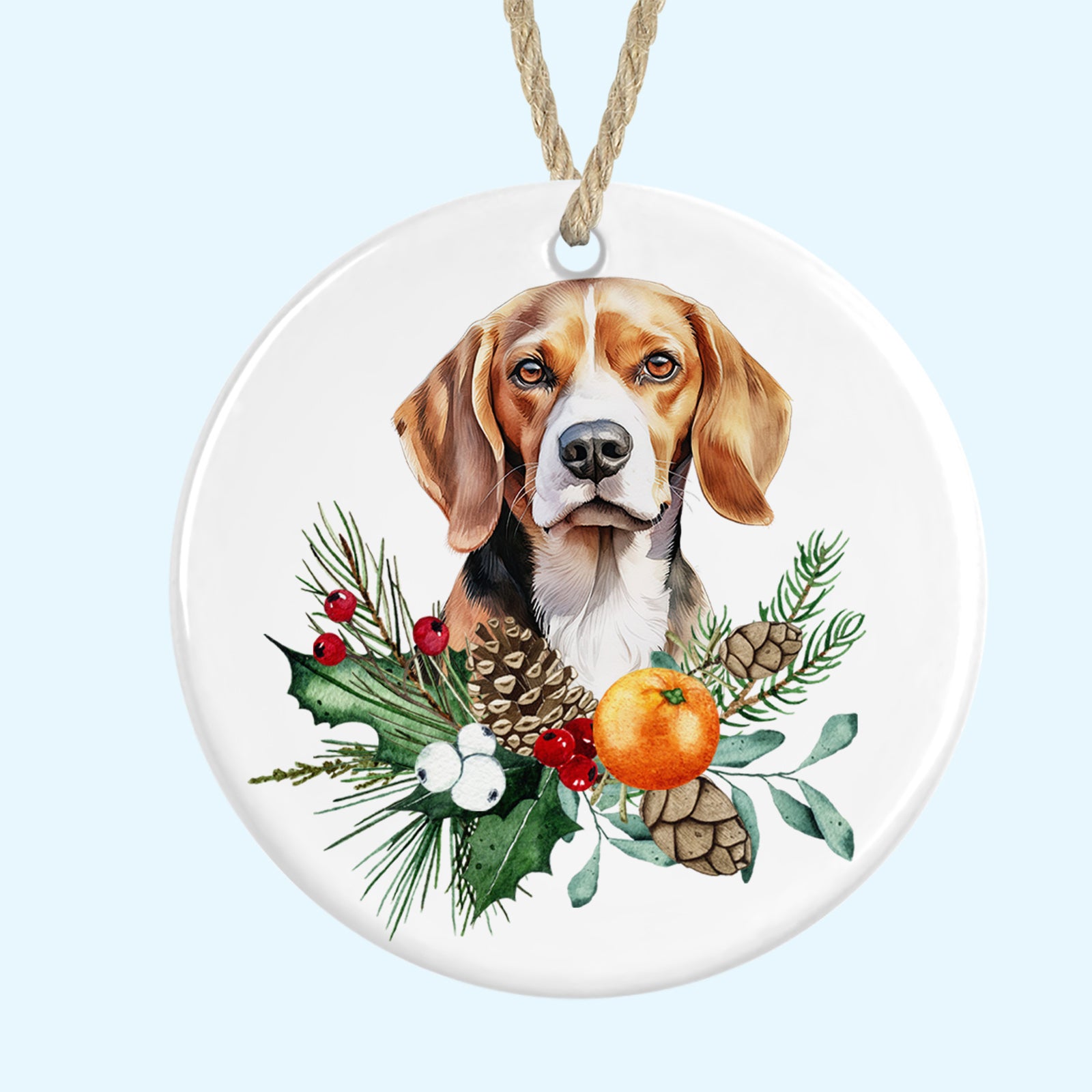 beagle christmas tree ornament ceramic decoration