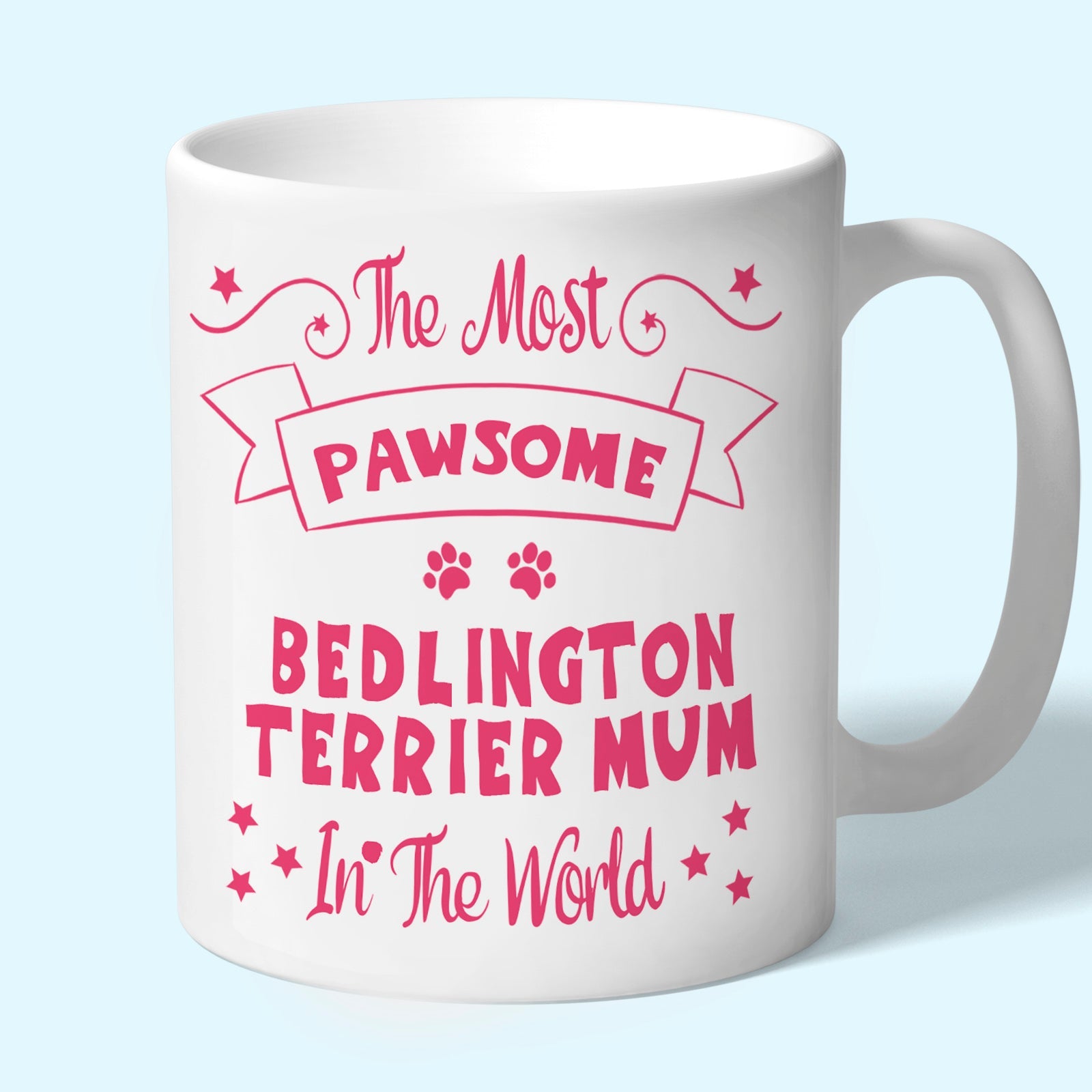 The Most Pawsome Bedlington Terrier mum mug in black design