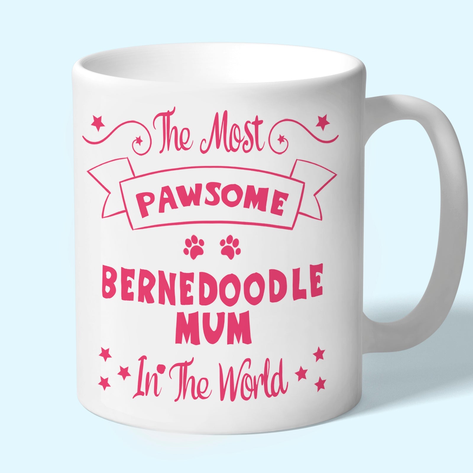 The Most Pawsome Bernedoodle mum mug in black design