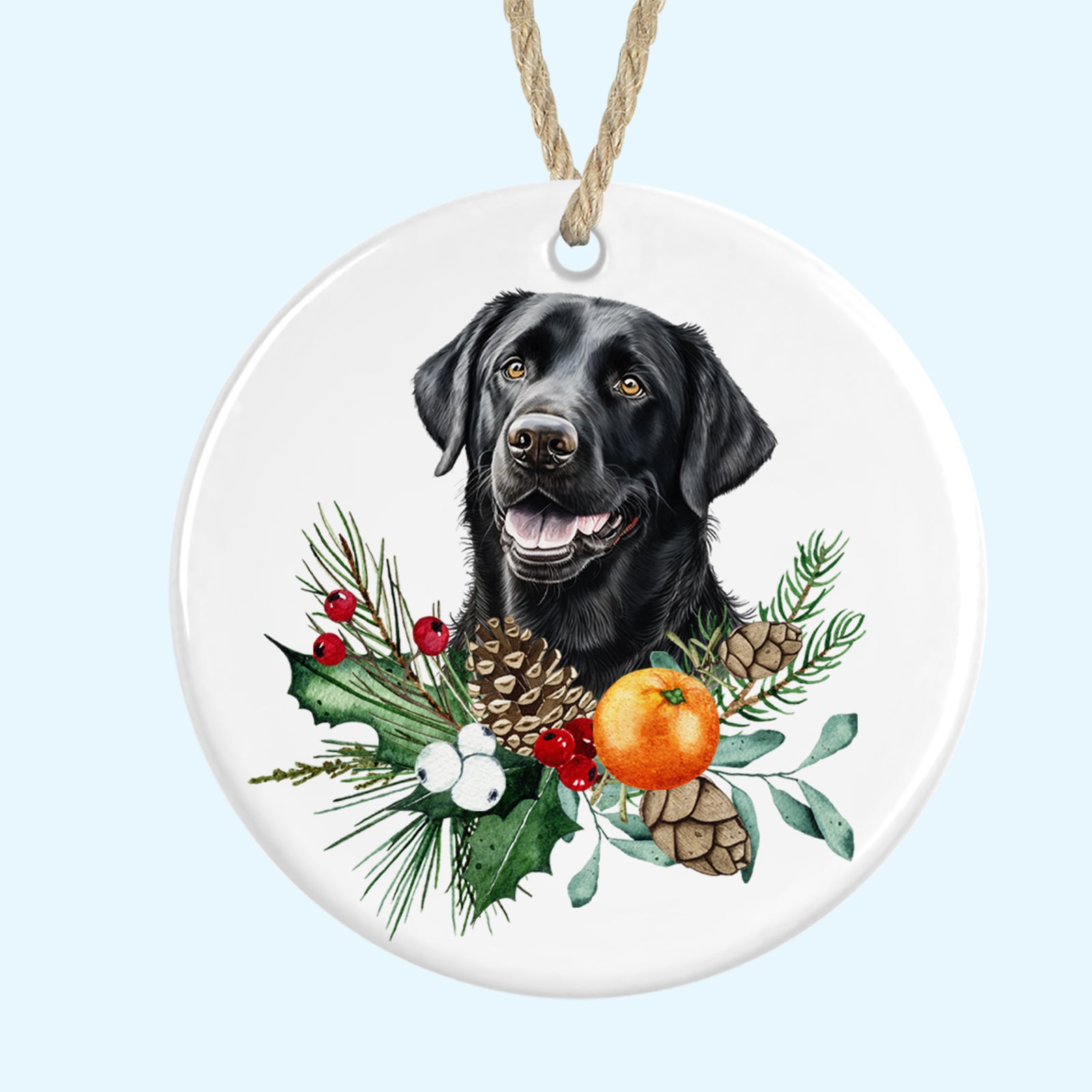 black labrador christmas tree ornament ceramic decoration