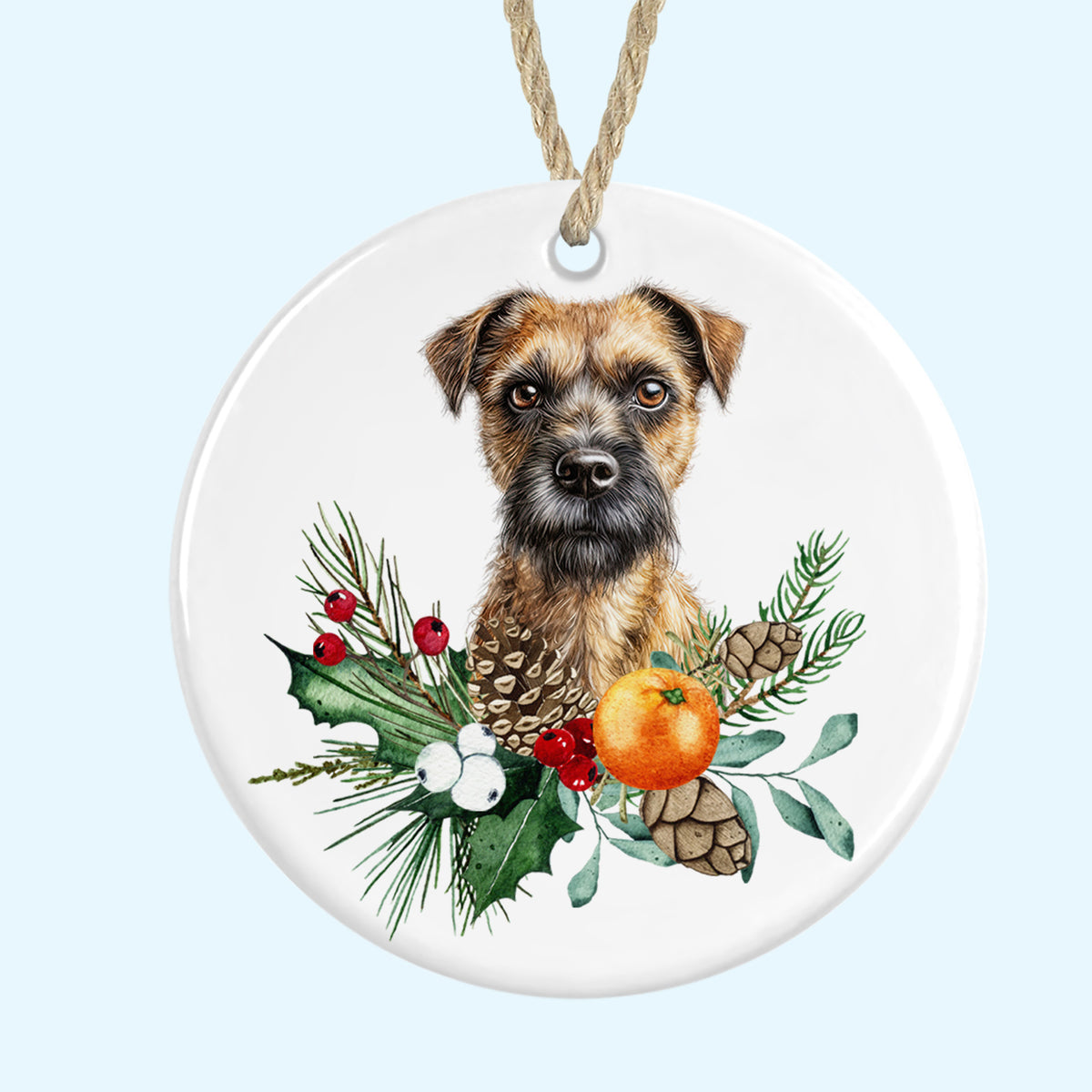 border terrier christmas tree ornament ceramic decoration