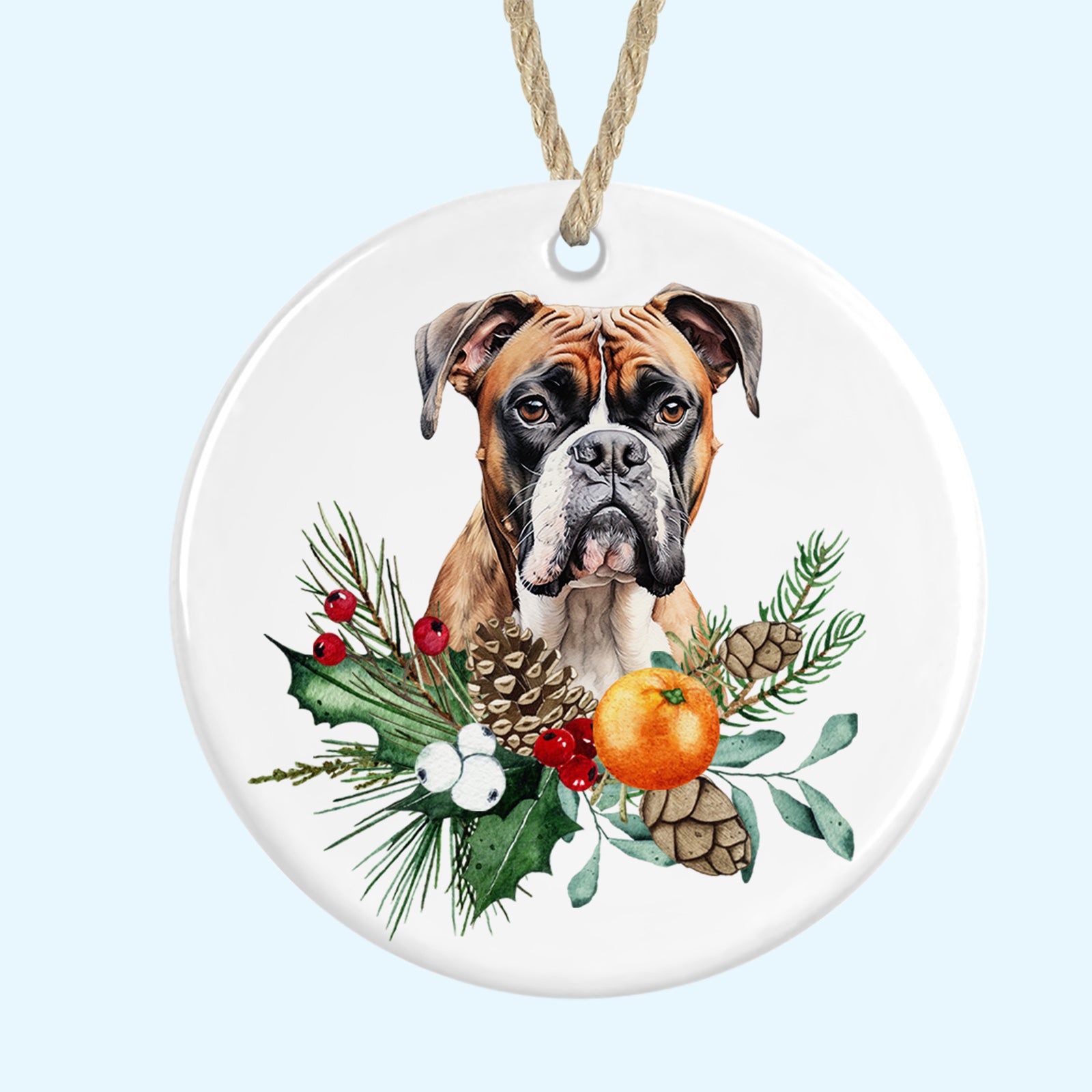 boxer dog christmas tree ornament ceramic decoration