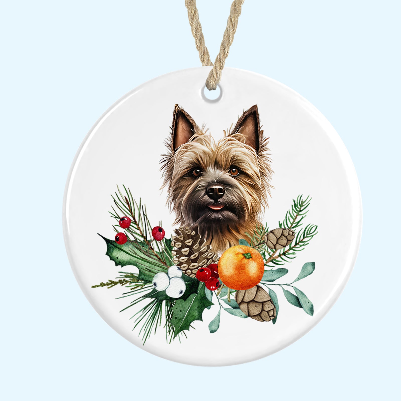 cairn terrier christmas tree ornament ceramic decoration