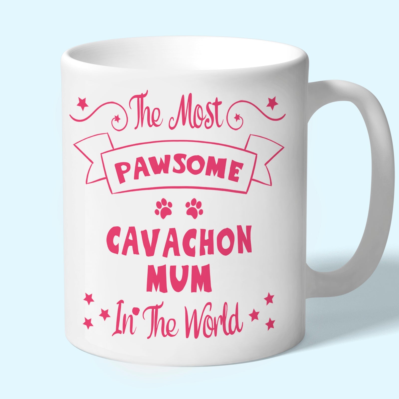 The Most Pawsome cavachon mum mug in black design
