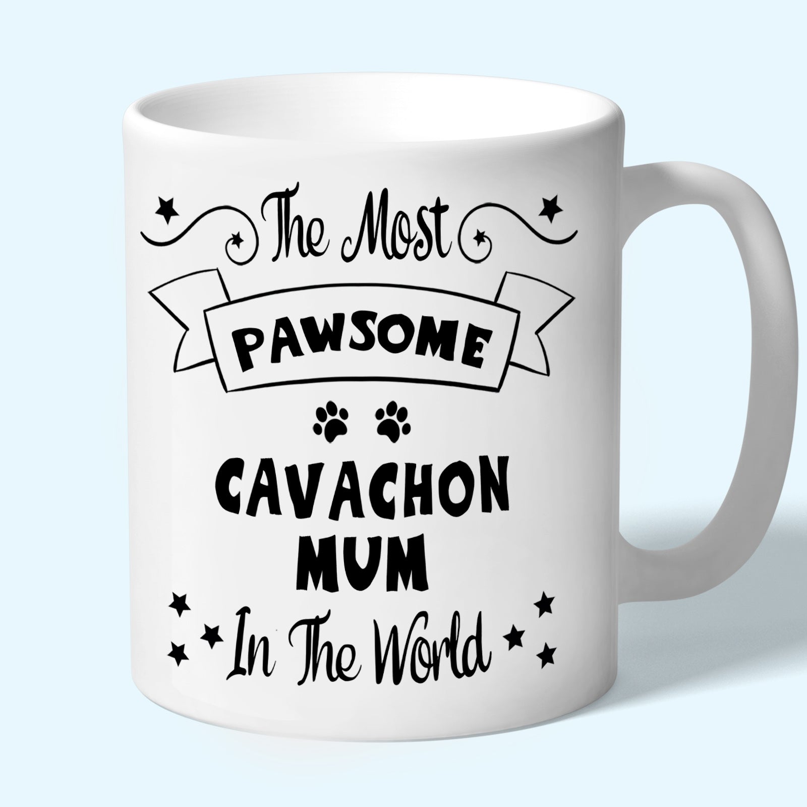 The Most Pawsome cavachon mum mug in black design