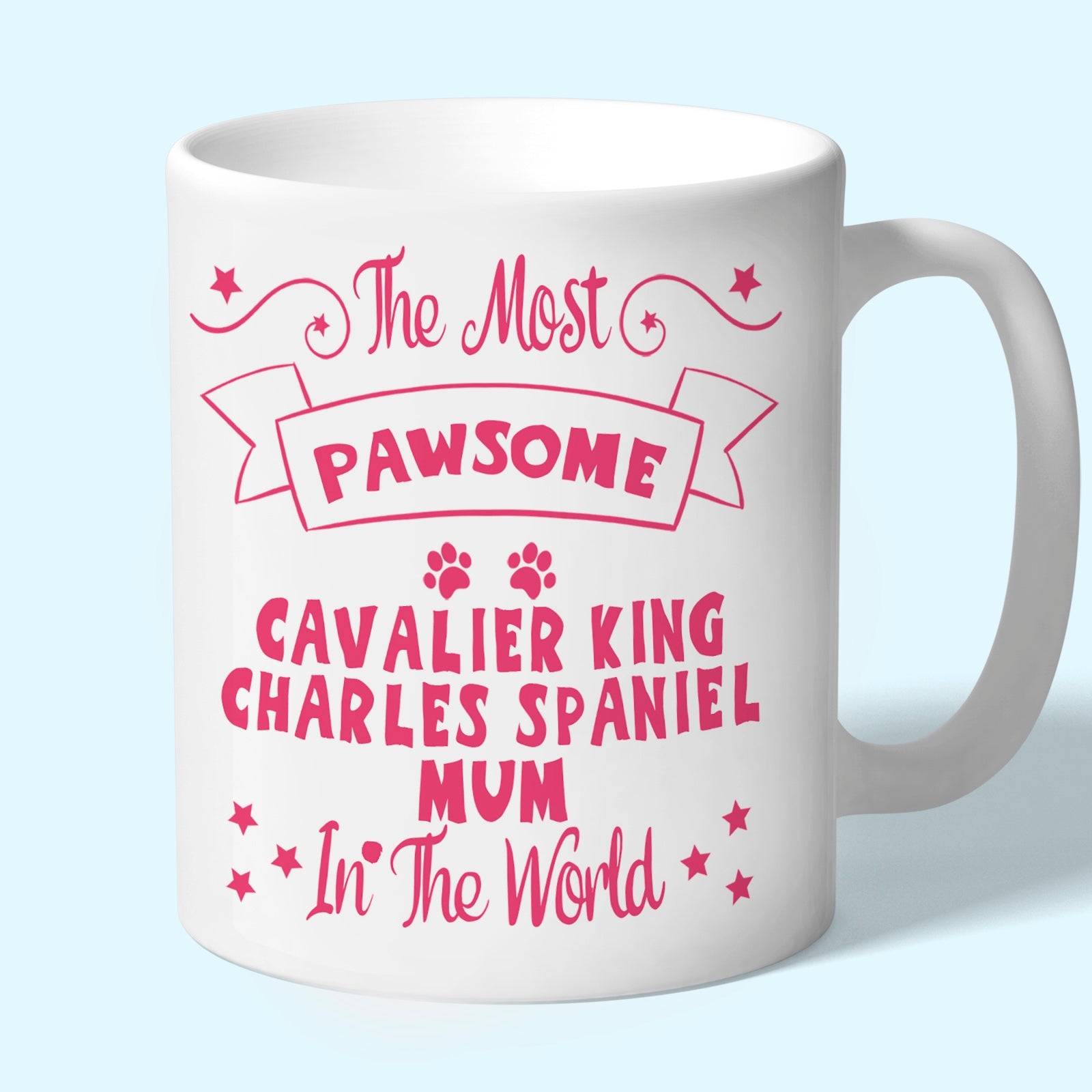 The Most Pawsome Cavalier King Charles Spaniel mum mug in black design