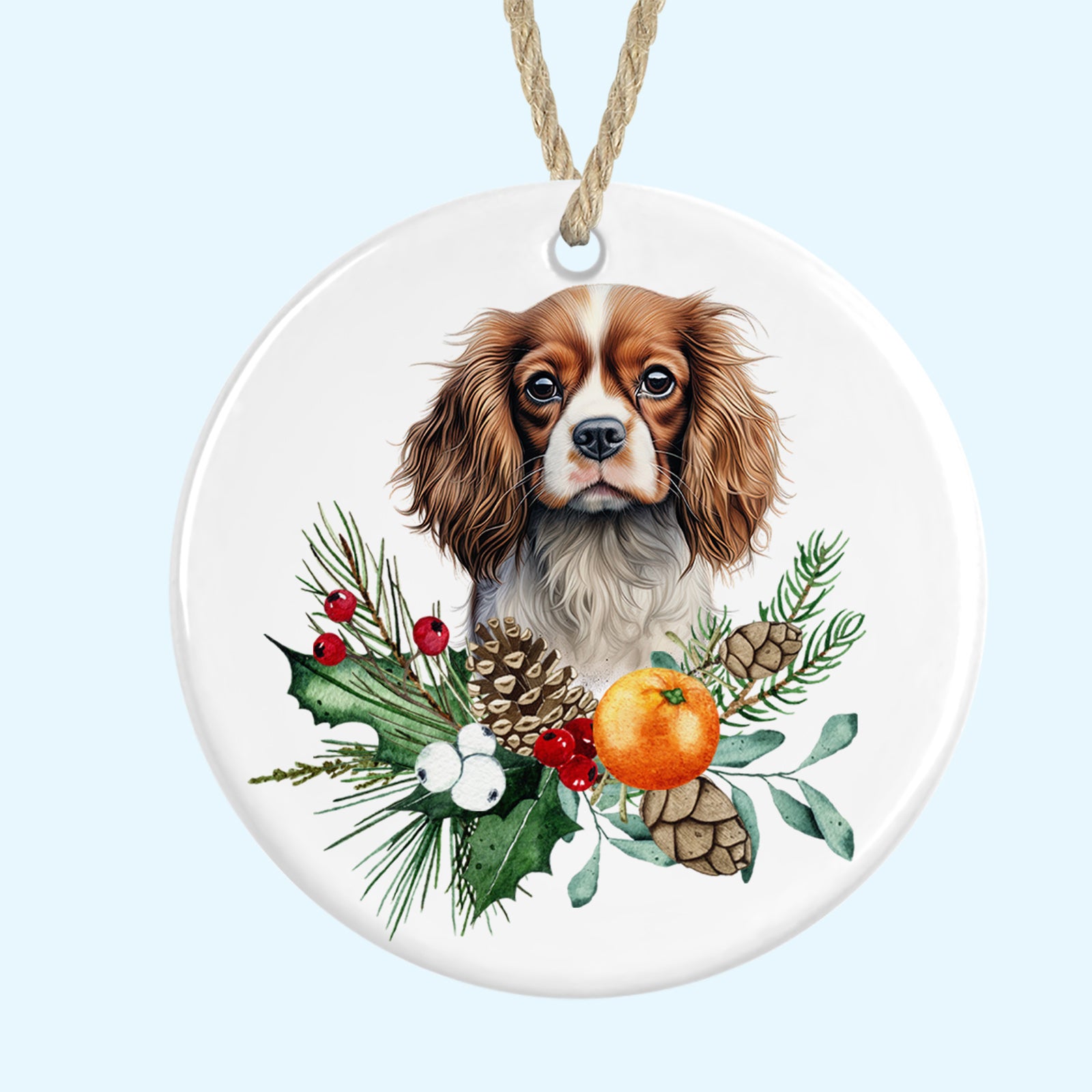 cavalier king charles spaniel christmas tree ornament ceramic decoration